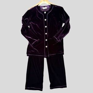 Cynthia Max Vintage Purple Velour Tunic & Pant Set (Top PS/Pants PM) Cozy Lounge